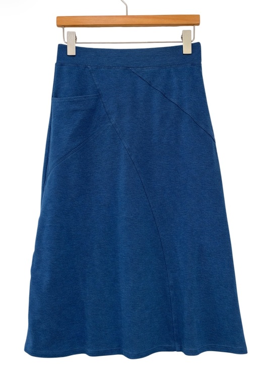 Toad&Co Dresses & Skirts - Toad&Co Blue Asymmetrical Seamed Midi Skirt Lyocell Blend XS